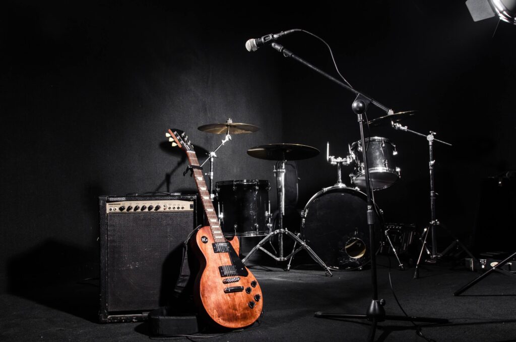 Ensemble of musical instruments during the concert